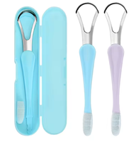Grattoir à langue multifonctionnel en acier inoxydable et brosse à dents, nettoyeur buccal double face pour une haleine fraîche, hygiène buccale