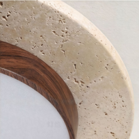 Plafonnier en fer à grain de bois moderne pour salon, style Wabi-Sabi, avec base en travertin jaune naturel, idéal pour couloir - Vente en gros en ligne
