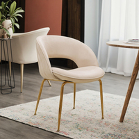 Chaise de Salle à Manger Latérale Rembourrée en Velours avec Piétement Métallique Haosi, Mobilier pour Salle à Manger et Salon