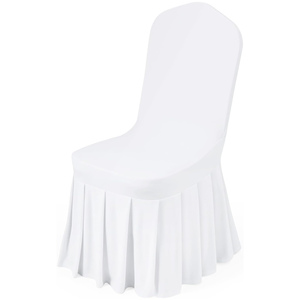 Housse de chaise de mariage en polyester blanc extensible avec volants, pour fêtes, banquets et décorations de mariage - Product Image 1