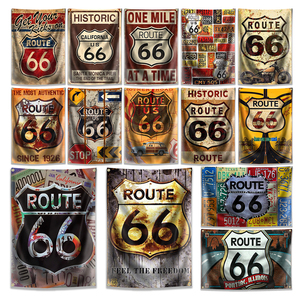 Bandiera Retrò della Route 66, Poster <span class=keywords><strong>Vintage</strong></span> per Decorazione Murale, Insegna Retrò per Garage, Pub, Club, Bar - Product Image 1