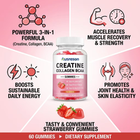 Compléments articulaires en gommes OEM végétaliennes sans sucre avec créatine monohydrate, collagène et BCAA, 5000 mg de créatine, collagène et BCAA