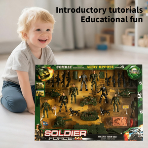 Ycheng cảnh sát quân đội quân sự Movie & TV chủ đề unisex nhựa Hành động Hình người lính Đồ chơi thiết lập với xe tăng con chó súng - Product Image 4