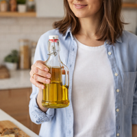 Bouteille en verre de 250 ml, 350 ml, 500 ml avec poignée et couvercle à clip pivotant, bouteille en verre réutilisable étanche pour boissons et sauces, pour OEM ODM