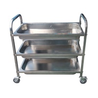 Chariot de service professionnel pour cuisine, robuste, en acier inoxydable, avec roues pivotantes, revêtement autonettoyant, capacité de charge 300 kg/m