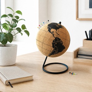 Globe terrestre en liège naturel <span class=keywords><strong>de</strong></span> 14,5 cm avec support métallique – Carte géographique anglaise pour marquer vos voyages – Cadeau personnalisé pour <span class=keywords><strong>la</strong></span> maison, le bureau ou le bureau à domicile - Product Image 6