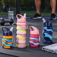 Bouteille d'eau pliable en silicone 500 ml, rétractable, portable, pour le sport et les voyages en extérieur, sans BPA, directement de l'usine