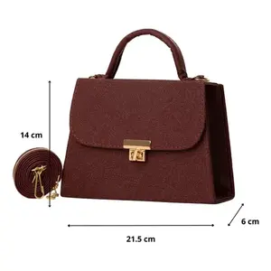 Bolso Bandolera para Mujer Fana Valentina, Color Vino, Cuero Genuino, Decoración Dorada, Tres Correas, Uso Diario - Product Image 4