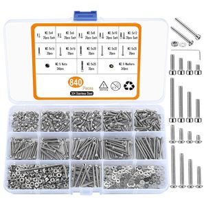 Juego de tornillos M2.5, 840 Uds., tornillos hexagonales, tuercas, arandelas, acero inoxidable 304, métrico DIN908, grado A, equipo deportivo - Product Image 1