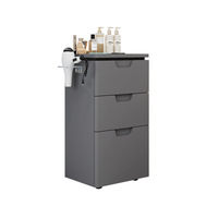 Chariot utilitaire roulant noir, gris et blanc à 3 niveaux avec paniers en maille, organisateur mobile sur roulettes pour cuisine, bureau et maison