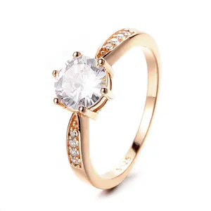 Mode Delicate Elegante Rose Vergulde Gebaseerd S925 Sterling Zilver Moissanite Diamanten Ring Romantische Bruiloft Fijne Sieraden
