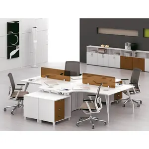 Muebles de oficina de la serie SFS-G, estación de trabajo/cubículo abierto para 4 personas Con Pedestal fijo en partición de oficina - Product Image 1