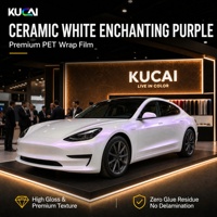 Vinilo Adhesivo para Automóviles, Color Blanco Cerámico Clásico Brillante con Tono Púrpura Encantador