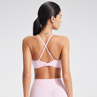 Soutien-gorge de sport personnalisé à logo, col en U, dos croisé, pour femme, yoga, pilates, antichoc, dos élégant, sensation seconde peau, push-up, entraînement, gym