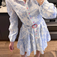 Collection Printemps 2025 – Robe Courte Élégante en Satin à Motifs Floraux, Décontractée, Boutonnage Simple, Bordure en Dentelle, Impression Numérique, Coupe Trapèze, Idéale pour les Fêtes