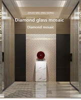 Mosaico de cristal con cara de diamante, mosaico de espejo plateado para la decoración de la barra, pared de fondo con respaldo adhesivo