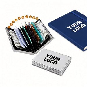 กระเป๋าสตางค์ RFID ป้องกันการโจรกรรมข้อมูลแบบขายส่ง สั่งทำโลโก้ได้ กระเป๋าสตางค์ขนาดเล็กบางสำหรับผู้ชาย ของขวัญส่งเสริมการขายสำหรับธุรกิจ กล่องใส่บัตรประจำตัวและนามบัตร - Product Image 1