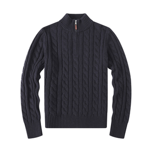 Maglione Invernale da <span class=keywords><strong>Uomo</strong></span> in Pile 100% <span class=keywords><strong>Cotone</strong></span> con Chiusura a Cerniera in Pelle, Motivo Tinta Unita, Servizio ODM, Vendita all'Ingrosso - Product Image 6