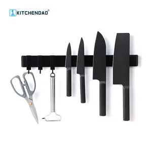 Portacoltelli magnetico in acciaio inossidabile con striscia di supporto per coltelli da cucina paesi bassi con magnete a parete nero