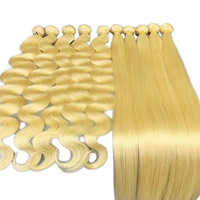 Extensions de cheveux humains vierges 100% brésiliens lisses, couleur blonde 613, double trame, en lots de 10 à 40 pouces, vente en gros