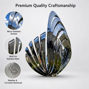 Feather Stainless Steel <b>Sculpture</b> Abstract Sunburst Spiral Flowing Mirror Polished Outdoor Plaza Landscape Public Art Custom - Product Image 6