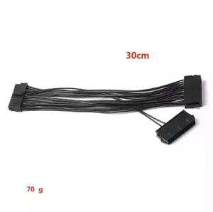 Pemisah catu daya 30cm, adaptor kabel PSU 24 Pin 20 + 4 Pin ATX 24Pin kabel ekstensi 18AWG jalur awal daya ganda