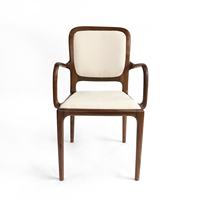 Chaises de salle à manger modernes de luxe en bois massif avec dossier et accoudoirs en cuir PU, confortables pour appartement et usage extérieur