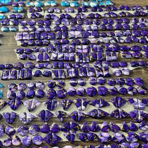 Lavender Dahlia Composite Brick Gemstone Pairs Loose Matching Stones for Jewelry Making Earrings Necklace Pendant Ring <b>Craft</b> - Product Image 1