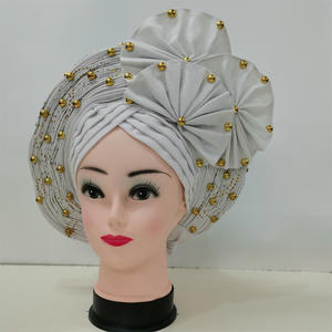 Turban en velours Aso Oke pour femmes, bonnet musulman, foulards islamiques, turban Aso Oke - Product Image 3