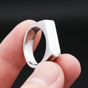 yunnique Minimalist Flat Square Stainless Steel <b>Ring</b> Unisex Jewelry Gift Geometric Design Smooth Band - Product Image 1