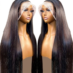 Perruques <span class=keywords><strong>en</strong></span> cheveux humains ultra-lisses, Perruque frontale <span class=keywords><strong>en</strong></span> dentelle HD effet seconde peau, Cheveux vierges bruts, 30 pouces, Sans colle, Prête à porter, Dentelle pré-coupée, <span class=keywords><strong>Grossiste</strong></span> 1B HD - Product Image 1