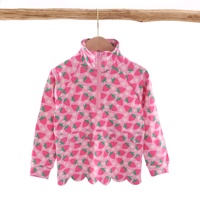 Tiaose Kids Pull à demi-zip à imprimé fraises et ourlet festonné, avec étiquette personnalisée et échantillonnage rapide, Manteau d'extérieur à manches longues pour filles