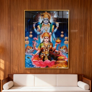 Peinture LED sur Porcelaine Cristalline, Art Mural Moderne, Portrait de Figurine Islamique Indienne, Cadre Doré, Personnalisation en Gros - Product Image 4