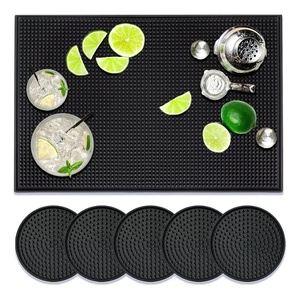 <b>Bar</b> <b>Mat</b> 45 x 30cm Drainer with 5 Coasters for Bartenders - Product Image 1