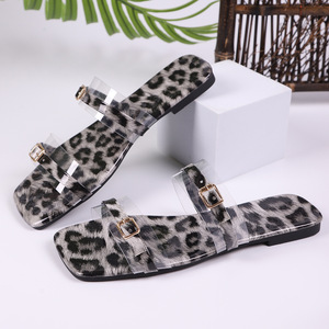 Sandales plates transparentes en cristal pour femmes, nouvelle collection été 2025, export, grandes tailles, bout carré, à bride unique et motif - Product Image 5