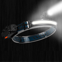 Lampe frontale LED à double source lumineuse, étanche IP65, rechargeable par USB, avec détecteur de mouvement pour la course nocturne, 10 000 heures d'autonomie pour le camping en extérieur
