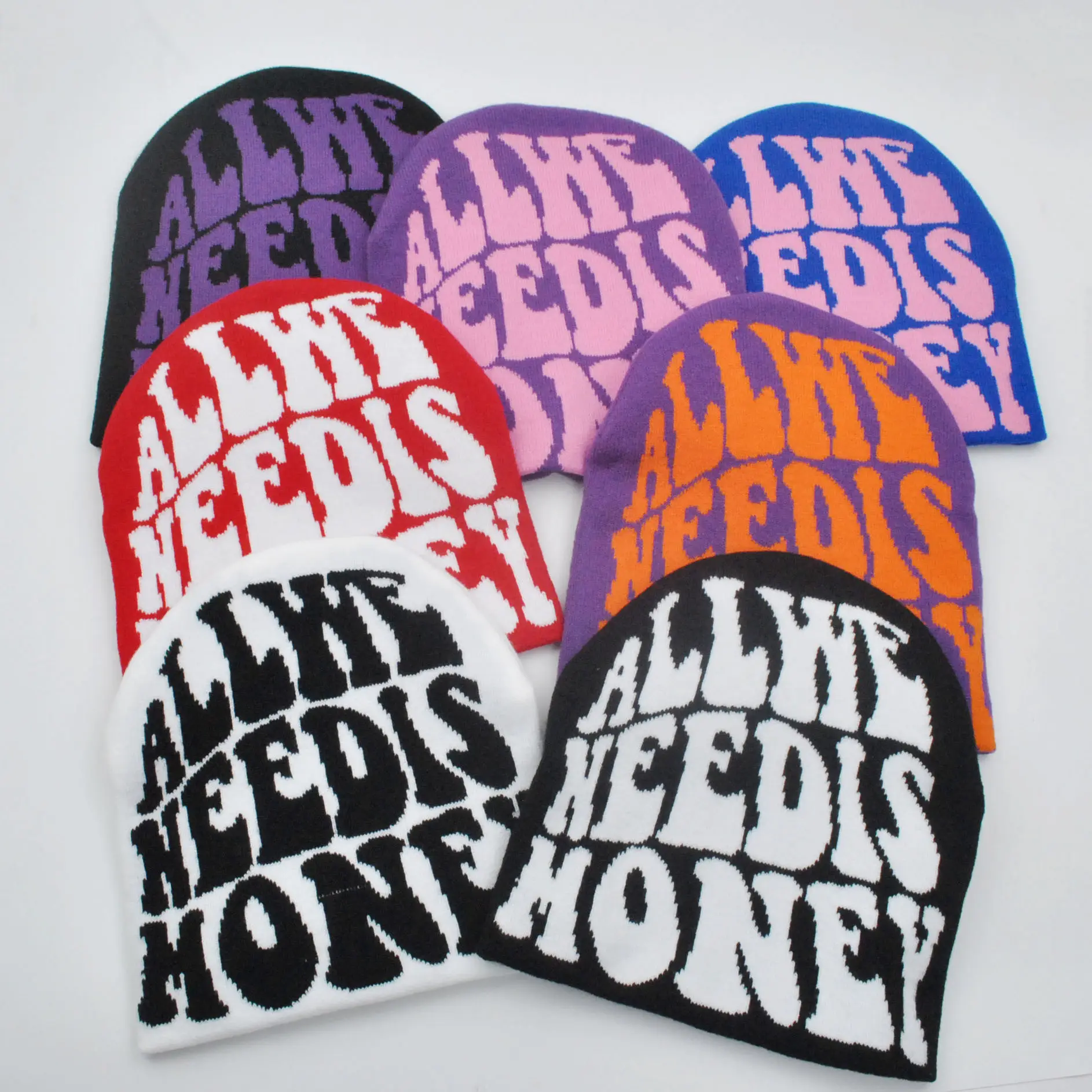 ALLWE NEEDIS MONEY beanie hat fashion letter Jacquard knitted hat hip hop beanie Knitted Hat