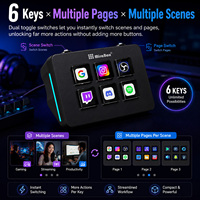 Contrôleur de streaming MiraBox Mini à 6 touches avec écran LCD, double interrupteur à bascule, éclairage RVB et commandes programmables