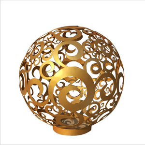 Sculpture sphérique creuse en acier inoxydable, grande décoration de jardin extérieure, ornement décoratif à poser au sol, motif géométrique abstrait - Product Image 3
