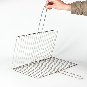 Non-stick Portable Stainless Steel Barbecue Wire <b>Mesh</b> Grill Basket with Wooden Handle - Product Image 5