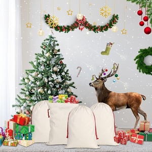 Double Layers <strong>Large</strong> <strong>Christmas</strong> Santa Sacks Xmas Linen Xmas Sack <strong>Bag</strong> With Drawstrings - Product Image 2