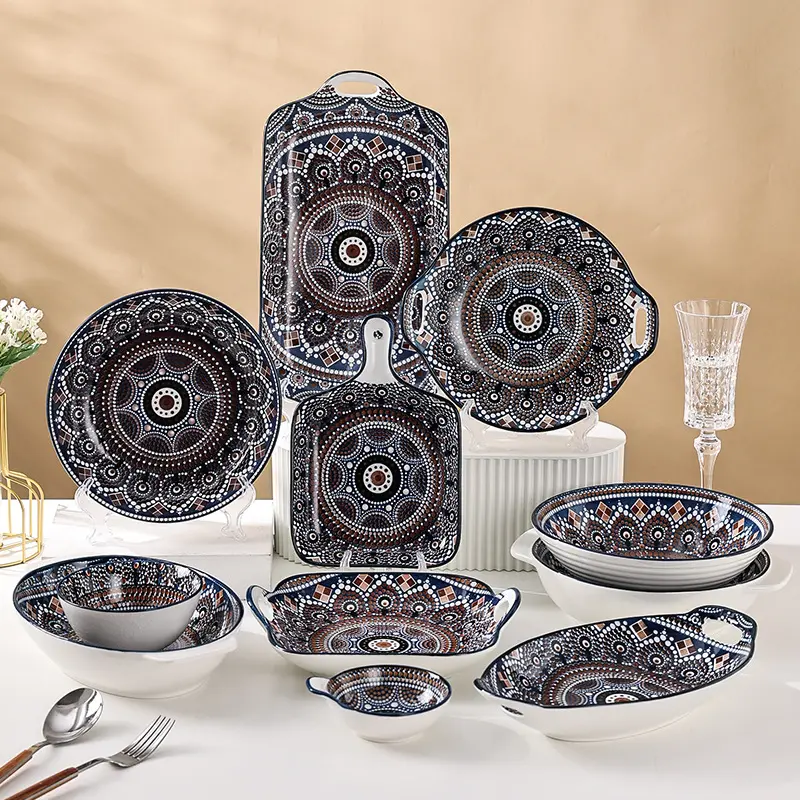 Оптовая продажа, фарфоровая посуда особой формы в богемском стиле, чаши, обеденная тарелка
