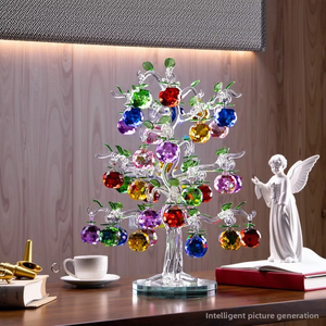 Statue Pomme en Cristal Plaqué Or, Symbole <span class=keywords><strong>de</strong></span> Richesse et d'Abondance, Cadeau d'Affaires Porte-Bonheur, Décoration <span class=keywords><strong>de</strong></span> Cérémonie, Cadeau pour Chef - Product Image 5