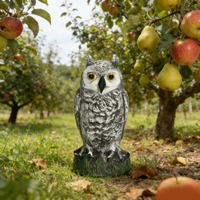 Leurre de chasse réaliste en forme de hibou debout avec tête rotative, pattes flexibles en X, finition mate, résistant aux UV pour la chasse en extérieur