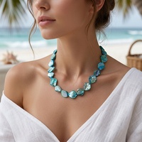 Collier en perles d'émail de coquillage naturel plaqué or 18 carats PVD, style tendance, fait main, irrégulier, bijoux baroques bohèmes pour femme