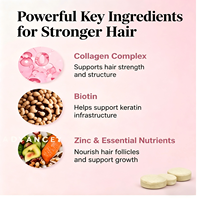 Complément alimentaire pour la croissance des cheveux pour femmes, 60/180 comprimés, biotine, collagène pour des cheveux plus épais, renforcement, repousse rapide, formule vitaminée
