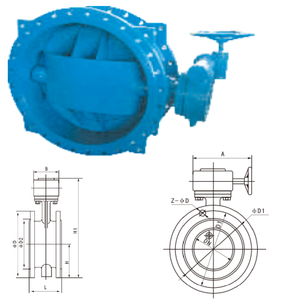 Yangmiao chất lượng tốt kích thước lớn con dấu mềm mặt bích Đôi Lập Dị Worm Gear bướm van Dn50-2000 nước Thượng Hải Trung Quốc - Product Image 5