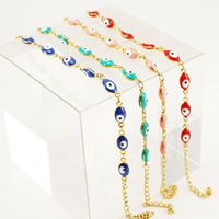 Bracelets à breloques mode vintage en vrac acier inoxydable mauvais yeux goutte d'huile émail turc bracelet personnalisé or 18 carats époxy enfants