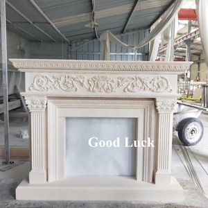 ขอบเตาผิงหินอ่อนสีเบจธรรมชาติจากจีน, ขอบเตาผิงหินอ่อน, ขอบเตาผิงหินปูน - Product Image 5