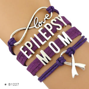 Soyez courageux <span class=keywords><strong>Cure</strong></span> Épilepsie Sensibilisation Combattant Survivant Amour Foi Croire Espoir Épilepsie Maman Violet Ruban Bracelet En Cuir - Product Image 3